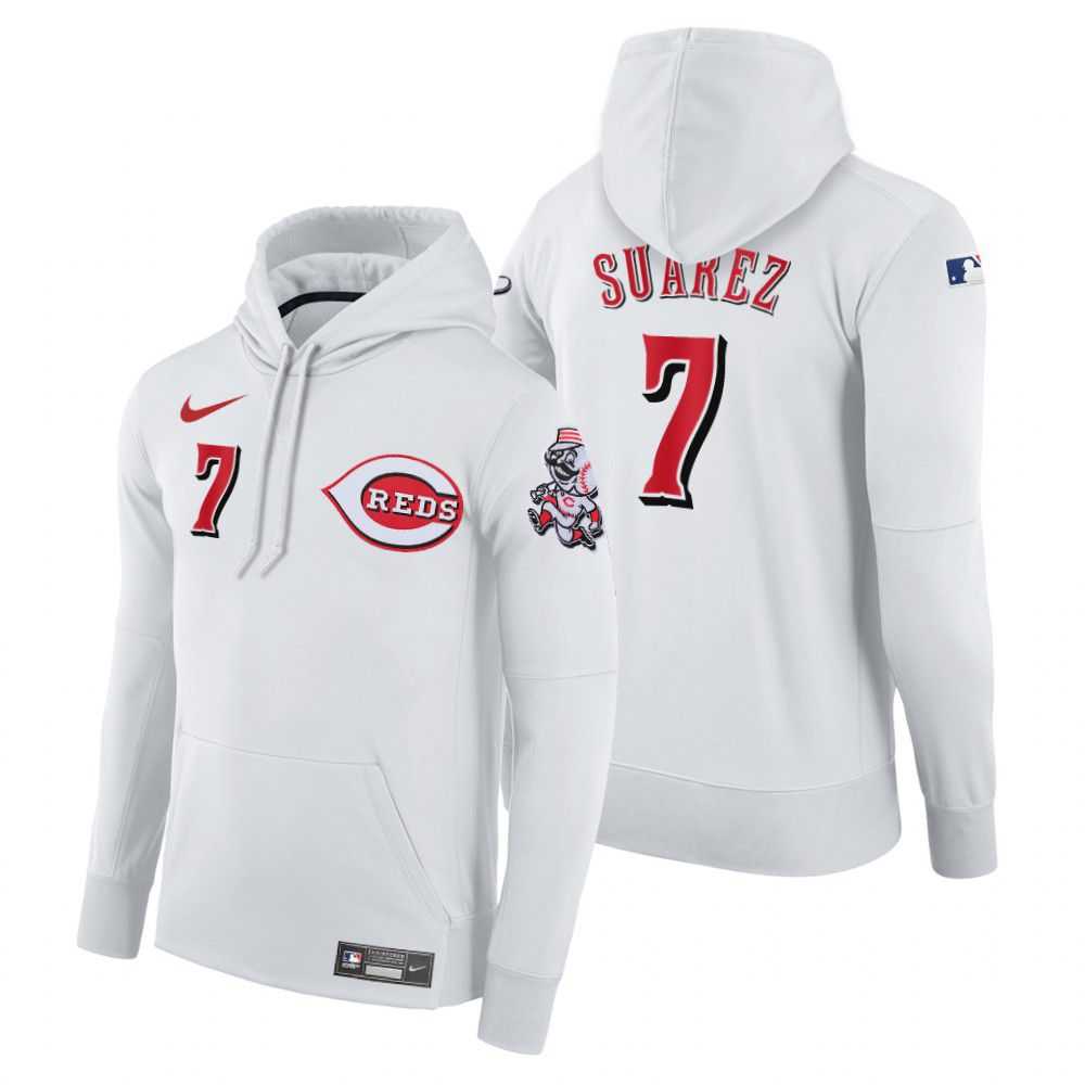Men Cincinnati Reds 7 Suarez white home hoodie 2021 MLB Nike Jerseys Men Cincinnati Reds 7 Suarez white home hoodie 2021 MLB Nike Jerseys